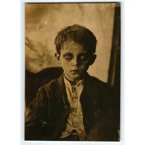 Vintage Halloween Photochrome Postcard of Spooky Boy Portrait 5.5x4"